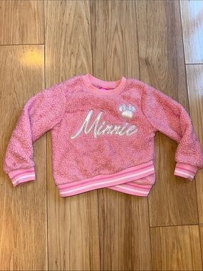 Girls Pink Minnie Sherpa Pullover Hoodie